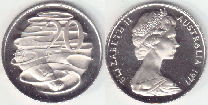 1977 Australia 20 Cents (Platypus) Proof A001678